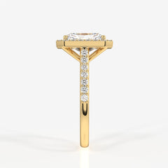 Radiant Cut Moissanite Diamond Halo Engagement Sterling Silver Ring