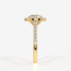 Round Cut Moissanite Diamond Halo Engagement Sterling Silver Ring