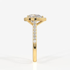 Heart Cut Moissanite Diamond Halo Engagement Sterling Silver Ring