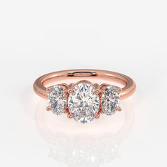Oval Cut Moissanite Diamond Three Stone 14k Gold Ring
