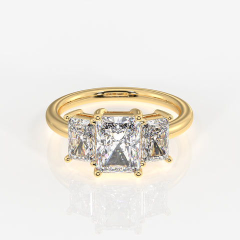 Radiant Cut Lab Grown Diamond Trilogy 14k Gold Ring
