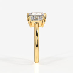 Radiant Cut Moissanite Diamond Three Stone Sterling Silver Ring