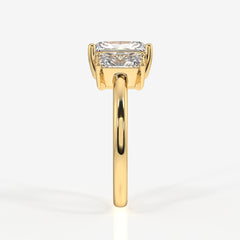 Radiant Cut Lab Grown Diamond Three Stone 18k Gold Ring