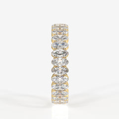 Oval Cut Moissanite Diamond Eternity Sterling Silver Band Ring