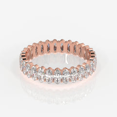 Oval Cut Moissanite Diamond Eternity Sterling Silver Band Ring