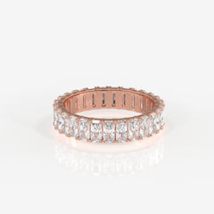 Radiant Cut Moissanite Diamond Eternity Band Sterling Silver Ring