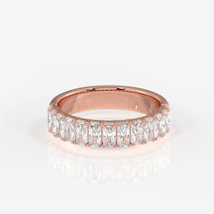 Radiant Cut Moissanite Diamond Wedding Band Sterling Silver Ring