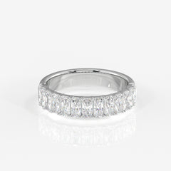 Radiant Cut Moissanite Diamond Wedding Band Sterling Silver Ring