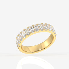 Radiant Cut Moissanite Diamond Wedding Band Sterling Silver Ring