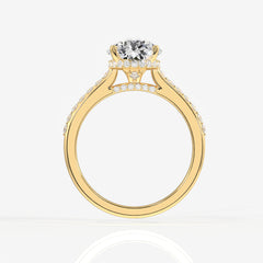 Portuguese Cut Moissanite Diamond Hidden Halo Sterling Silver Ring