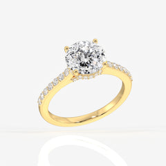 Portuguese Cut Moissanite Diamond Hidden Halo Sterling Silver Ring