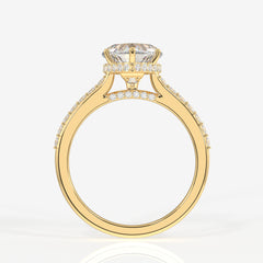 Heart Cut Lab Grown Diamond Hidden Halo 18k Gold Ring