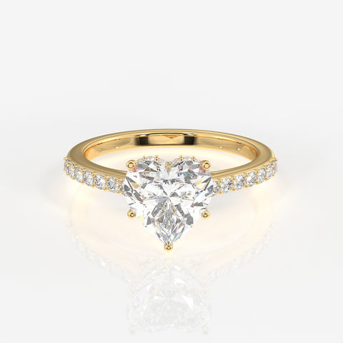 Heart Cut Moissanite Diamond Hidden Halo Sterling Silver Ring