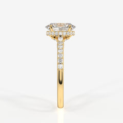 Oval Cut Moissanite Diamond Hidden Halo Sterling Silver Ring