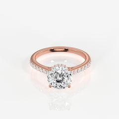 Portuguese Cut Moissanite Diamond Hidden Halo Sterling Silver Ring