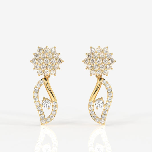 Elara Moissanite Diamond Designer Sterling Silver Earrings
