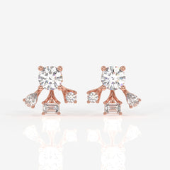 Radiant Star Moissanite Stud Sterling Silver Earrings