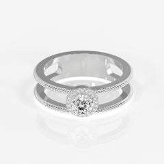 Regal Crown Portuguese Cut Moissanite Diamond Men's Sterling Silver Ring