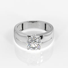 Round Moissanite Diamond, Simple Classic Men's 18k Gold Ring