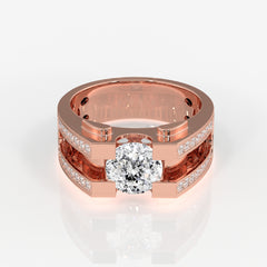 Portuguese Cut Moissanite Diamond, Albert Men's Sterling Silver Ring