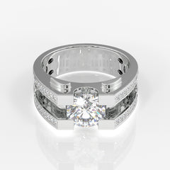 Moissanite Diamond, Albert Men's Sterling Silver Ring