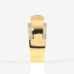 Portuguese Cut Lab Grown Diamond Men's 14K Yellow Gold Ring