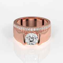 Portuguese Cut Lab Grown Diamond Men's 14K Yellow Gold Ring