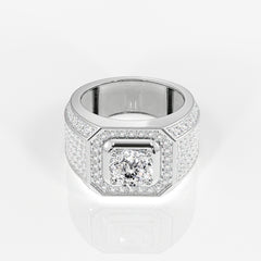 Portuguese Cut Lab Grown Diamond Men's 14K Yellow Gold Ring