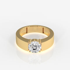 Portuguese Cut Moissanite Diamond, Simple Classic Men's Sterling Silver Ring