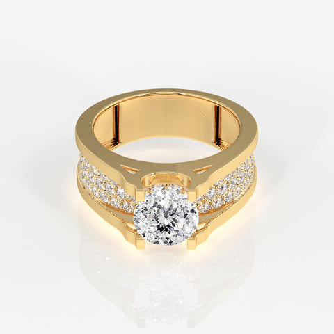 Portuguese Cut Moissanite Diamond, Bruce Men's 14K Gold Ring