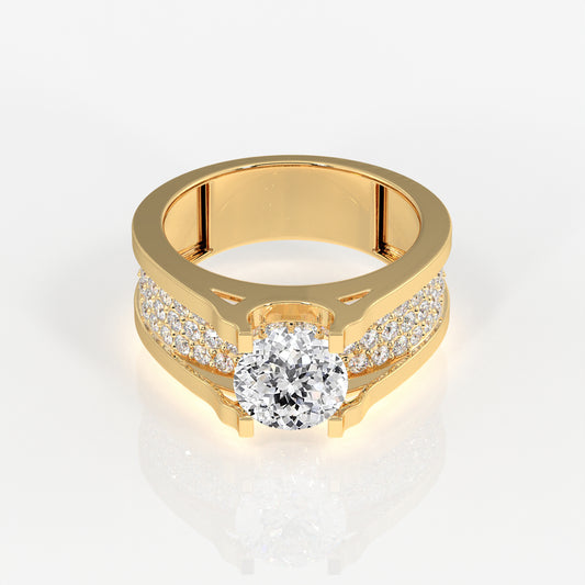Portuguese Cut Lab Grown Diamond, Bruce Men's 14K Gold Ring