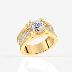 Portuguese Cut Lab Grown Diamond, Bruce Men's 14K Gold Ring