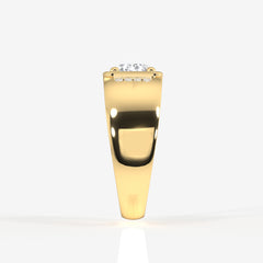 Portuguese Cut Lab Grown Diamond Men's 14K Yellow Gold Ring