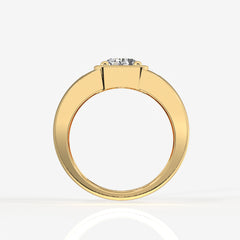 Portuguese Cut Lab Grown Diamond Men's 14K Yellow Gold Ring