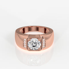 Portuguese Cut Lab Grown Diamond Men's 14K Yellow Gold Ring