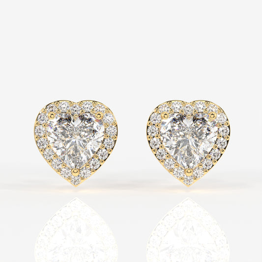 Halo Heart Cut Moissanite Diamond Stud Sterling Silver Earrings