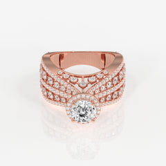 Portuguese Cut Moissanite Diamond Cocktail Sterling Silver Ring