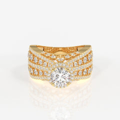 Women's Round Cut Moissanite Diamond Cocktail Sterling Silver Ring