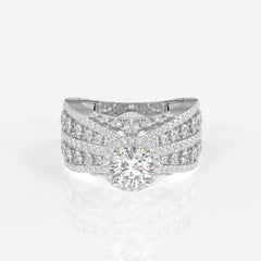 Women's Round Cut Moissanite Diamond Cocktail Sterling Silver Ring