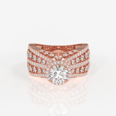 Women's Round Cut Moissanite Diamond Cocktail Sterling Silver Ring