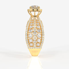 Women's Round Cut Lab Grown Diamond Cocktail 14K Gold Ring