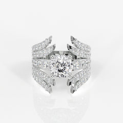 Portuguese Cut Lab Grown Diamond Cocktail 14K Gold Ring