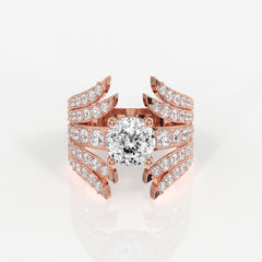 Portuguese Cut Lab Grown Diamond Cocktail 14K Gold Ring