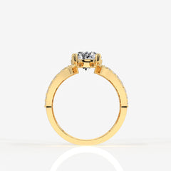 Portuguese Cut Lab Grown Diamond Cocktail 14K Gold Ring