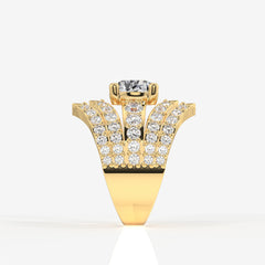 Portuguese Cut Lab Grown Diamond Cocktail 14K Gold Ring