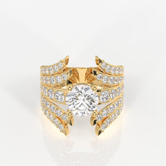 Round Cut Lab Grown Diamond Cocktail 14K Gold Ring