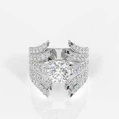 Round Cut Lab Grown Diamond Cocktail 14K Gold Ring