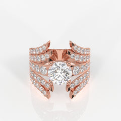 Round Cut Lab Grown Diamond Cocktail 14K Gold Ring