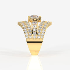 Round Cut Lab Grown Diamond Cocktail 14K Gold Ring