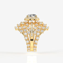 Portuguese Cut Moissanite Diamond Cocktail Sterling Silver Ring